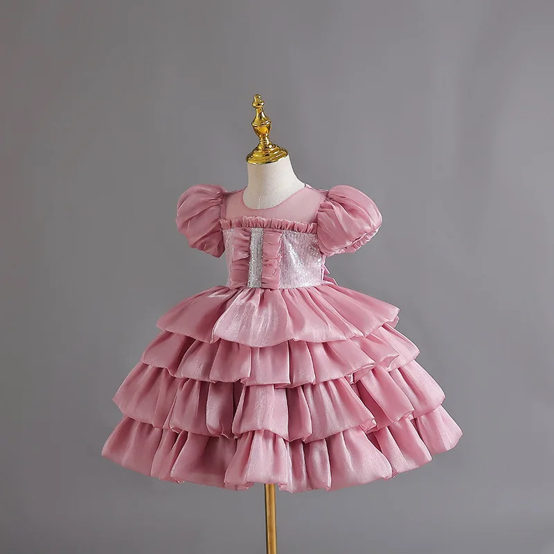 Baby Dresses For Girls 1 Year Birthday Toddler Sequined Princess Clothes Infant Pleated Wedding Party Gowns Kids Vestidos 1-6T