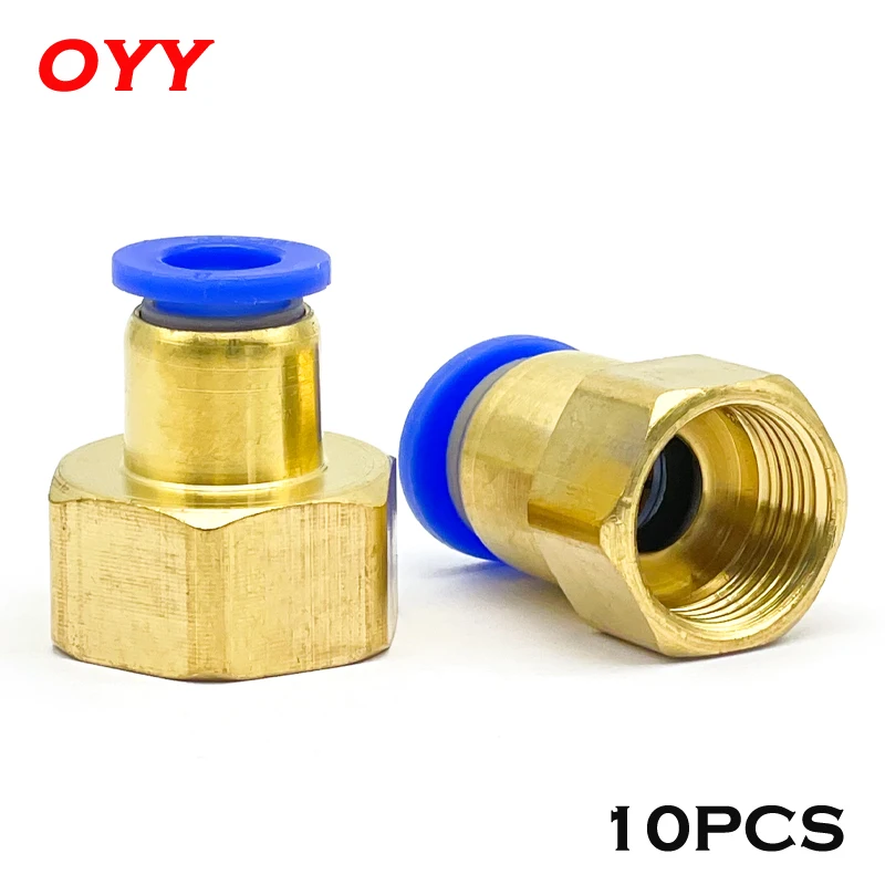 10Pcs PCF Hose Connection Air Fitting 4-12Mm Female Thread Bsp 1/4 1/2 1/8 3/8 Nipple Brass Quick Coupling Pneumatic Fittings