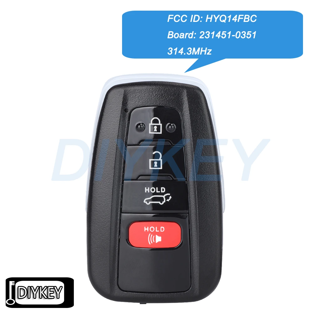 

4-кнопочный умный дистанционный автомобильный брелок 314,3 МГц для Toyota RAV4 2019 2020 2021 FCC ID: HYQ14FBC P/N: 8990H-0R030 Плата: 231451-0351