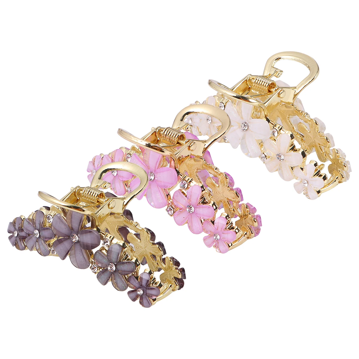 

3pcs Alloy Hair Claw Women Korean Style Flower Hairpin Durable Styling Wear Party Gift Fashion Hair Barrette Creative