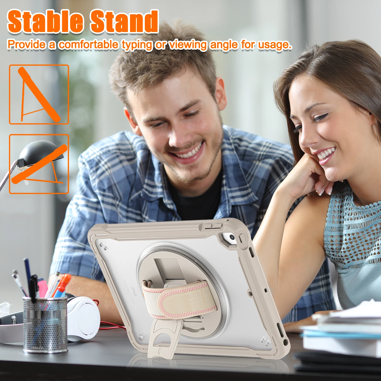 Rotatable Hybrid Stand Case For iPad Air 2 Pro 9.7 2017 2018 5th 6th Generation Heavy Duty Shockproof Cover With Shoulder Strap