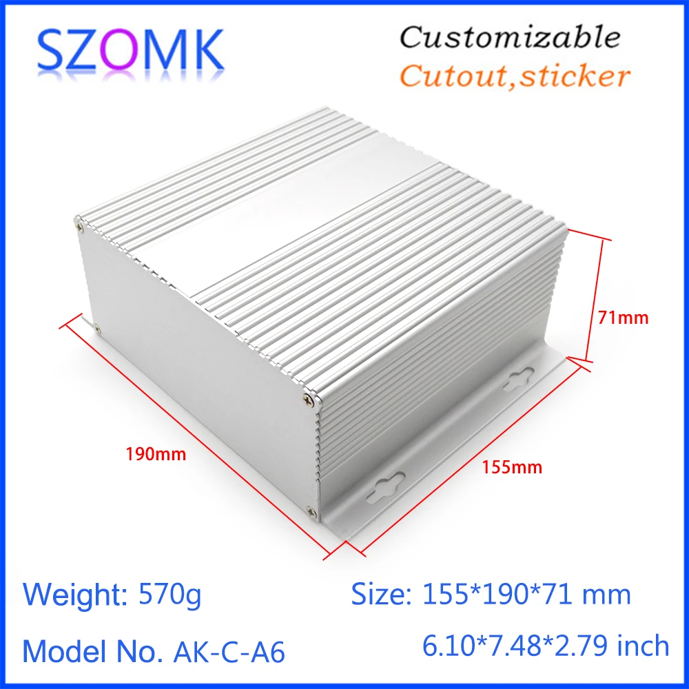 

szomk anodizing wall mounting aluminum case box (1Pcs) 71*190*155mm silvery electronics aluminum control enclosure for pcb