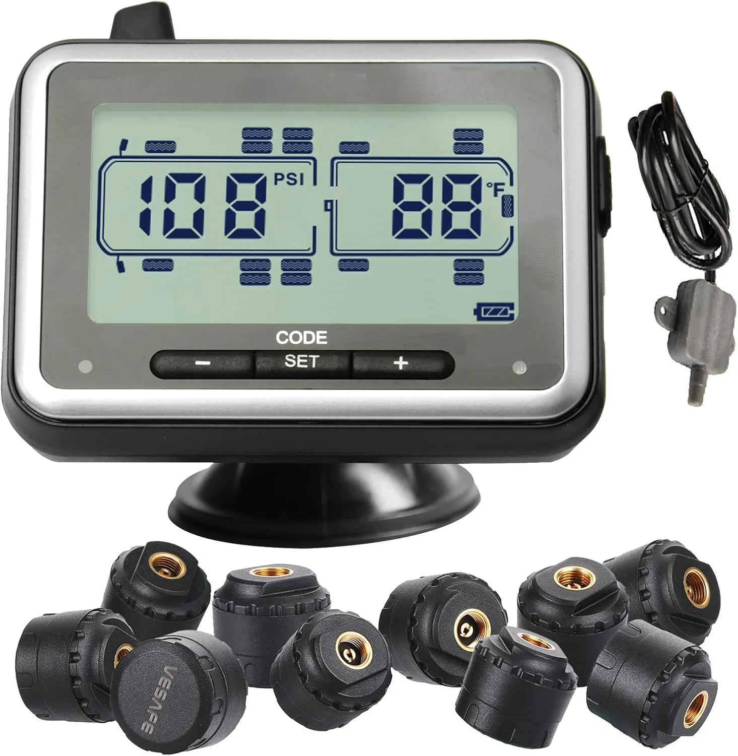 

TPMS, Wireless Tire Pressure Monitoring System for RV, Trailer, Coach, Motor Home, Fifth Wheel, Including a Signal Booster