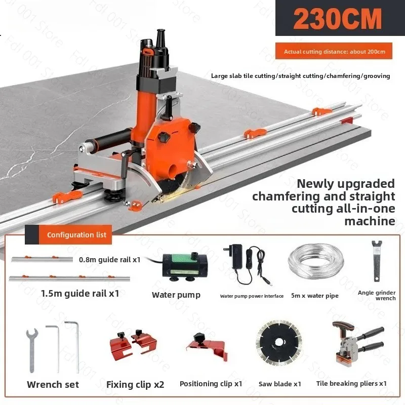 Tiebang Electric Tile Cutter High Precision Track Push Pull Knife for Straight Cutting Chamfering Rock Slab Thin Large Slab