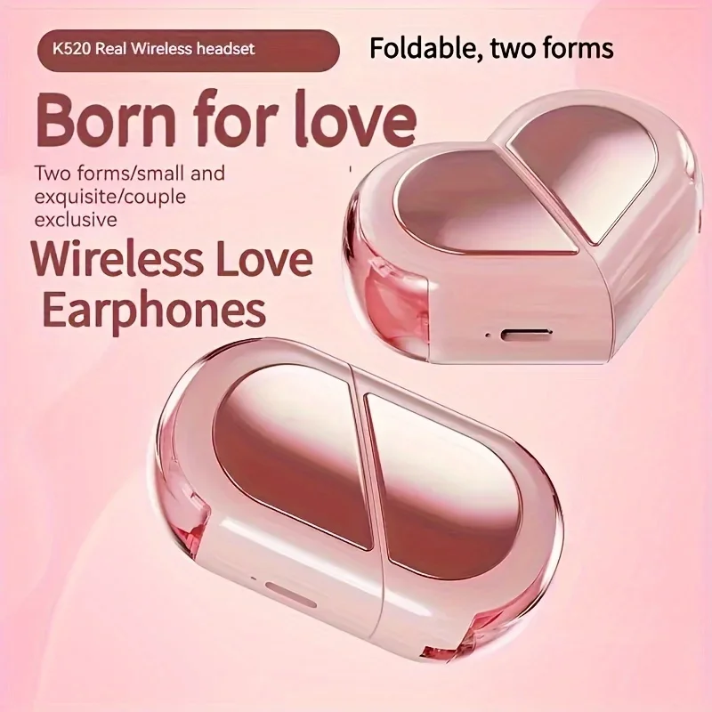 The 2024 New Heart Design TWS Earphone Super-long Endurance For Listening To Music Games Large Capacity Charging Lovers gift