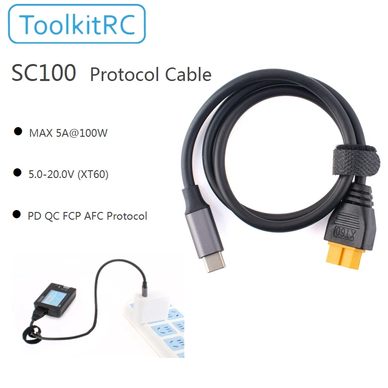 Toolkitrc SC100 Type-C TO XT60 Charging Cable For tToolkitrc M7 M6 M6D M8P M9 m4 pocket Charger