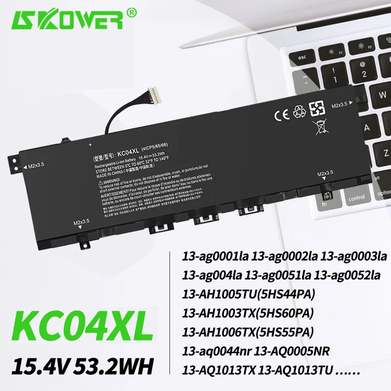 SKOWER KC04XL batterie 53.2Wh 15.4V pour HP Envy X360 13-AG 13M-AQ 13-AH 13-AQ0010TU 13-AH0010TX HSTNN-DB8P HSTNN-IB8K L08544-2B1