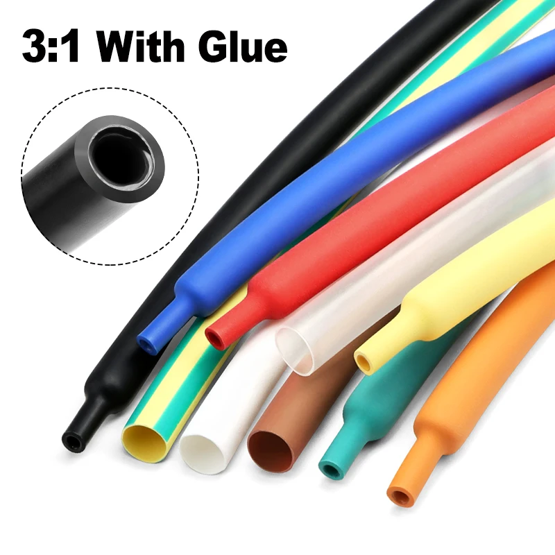 Tube thermorétractable 3:1 de 5M avec colle, double paroi, 1,6 ~ 50 mm, isolé, pour protection de câbles et fils