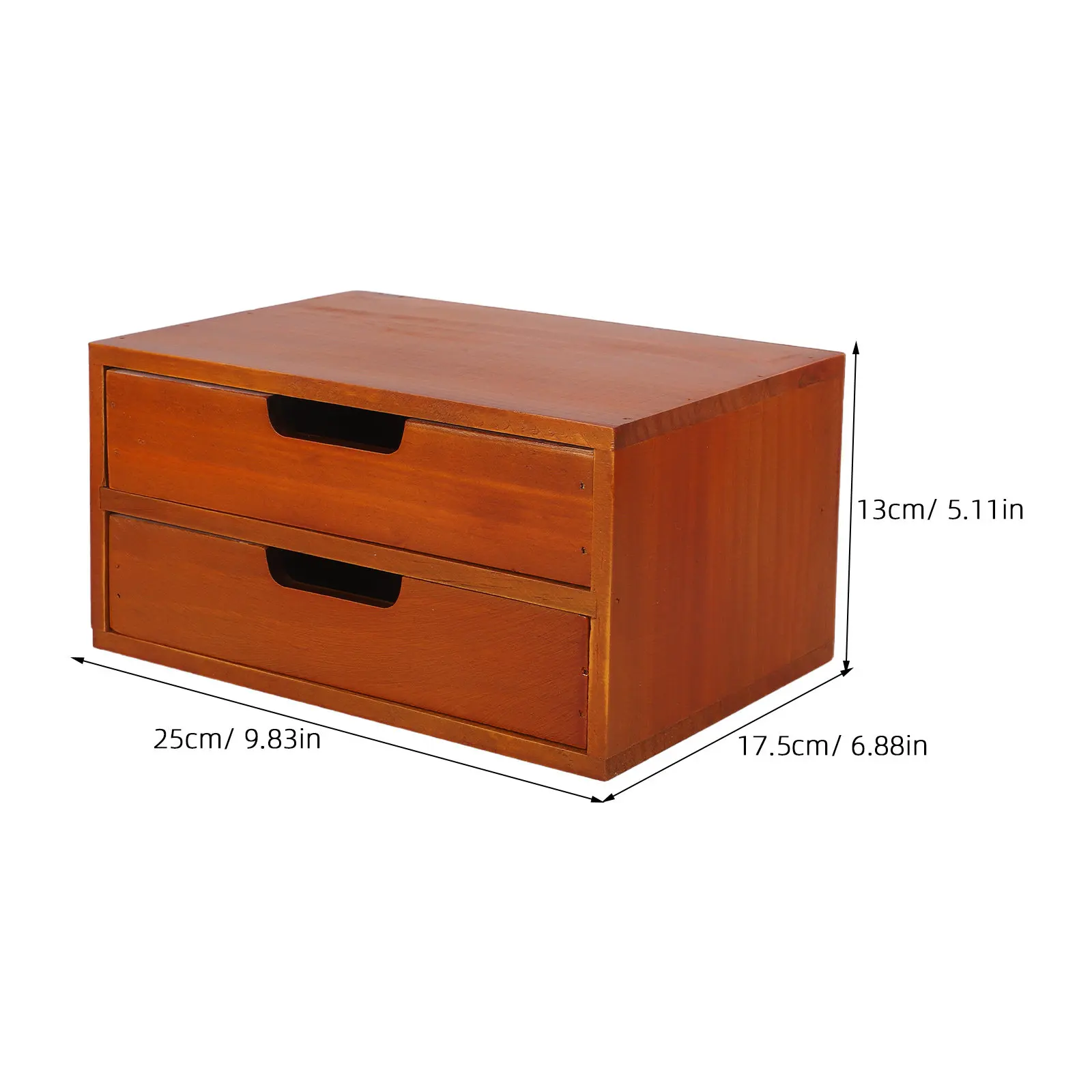 Wood Desktop Storage Cabinet 2-Drawer Vintage Organizer Rustic Office Craft Storage Unit Wood Organizer Desk Cabinet