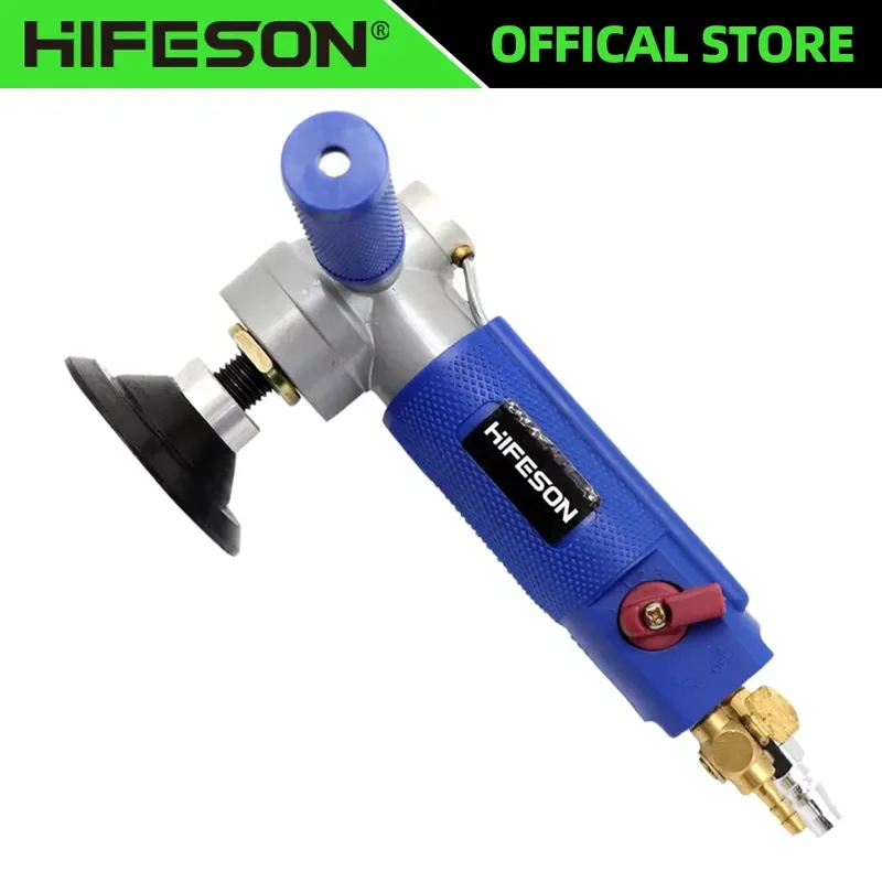 HIFESON 3 Inch Air Pneumatic Sander Water-feed Mill Wet Polisher Tool Machine 14/16mm for Marble Quartz Granite Stone
