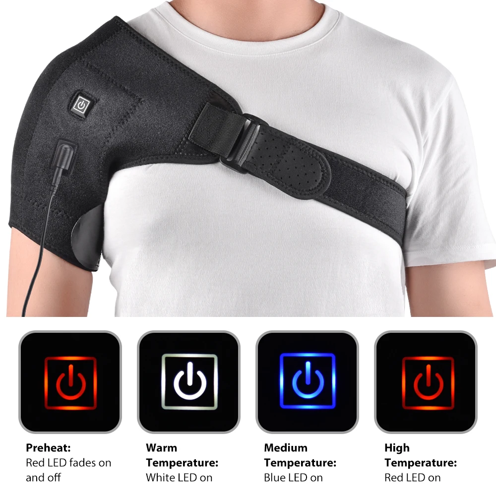 Heat Therapy Shoulder Brace Adjustable Shoulder Heating Pad for Frozen Shoulder Bursitis Tendinitis Strain Hot Cold Support Wrap