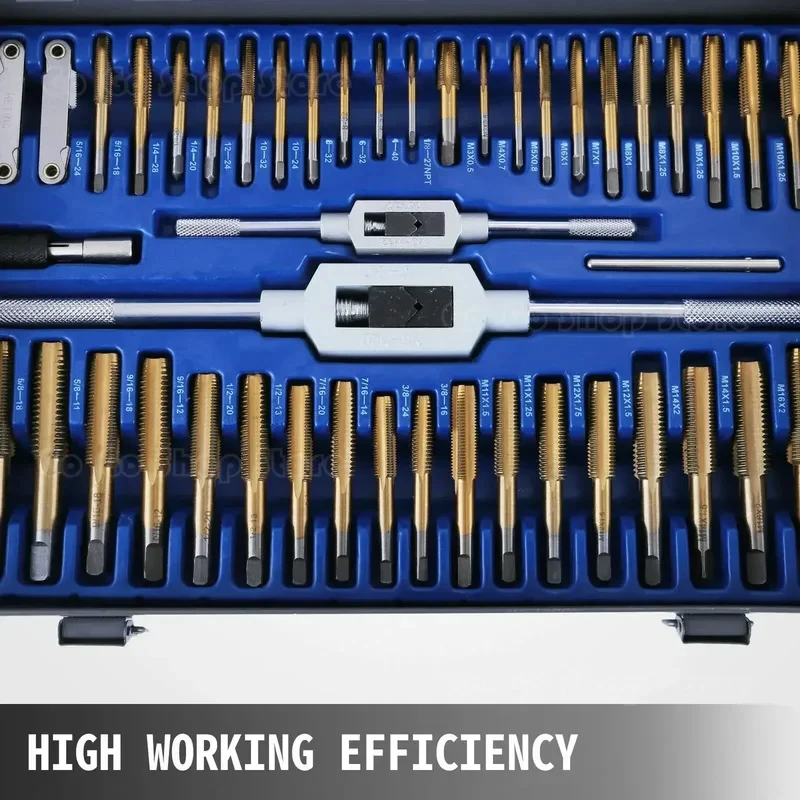 86 PCS and Die SetDrill Tap SetMetric Hand Thread WrenchToolsDurableAdjustableComes with Storage Case 3