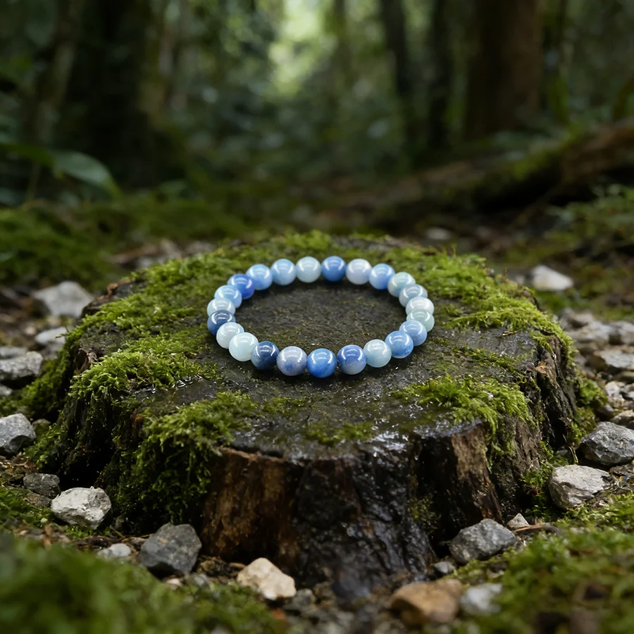Natural Blue Aventurine Beads Bracelet for Women Men Sky Blue Aquamarine Jade Crystal Bead Bracelet Luck Protection Pray Gift
