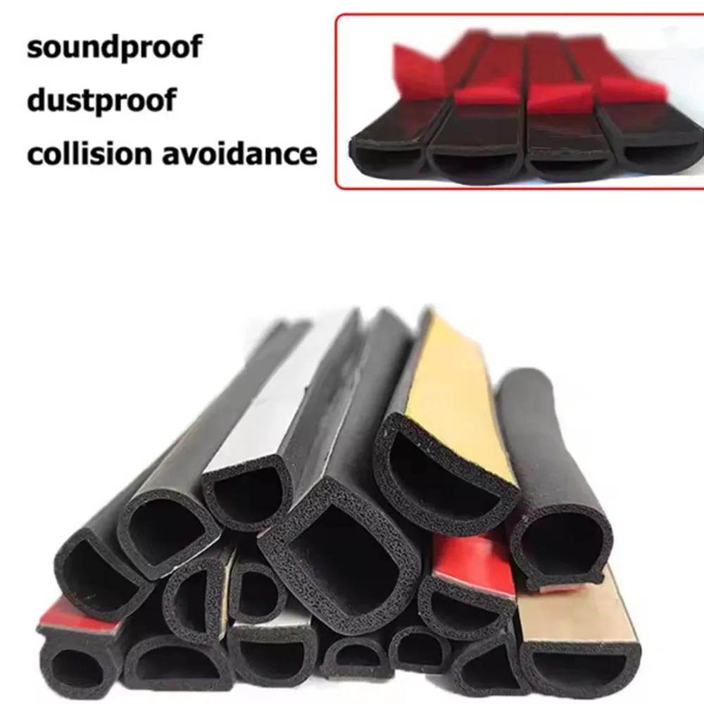 EPDM D-Type Self-Adhesive Sealing Strip Width 9mm-70mm Height 8mm-50mm Sponge Sealing Strip For Distribution Box And Cabinet