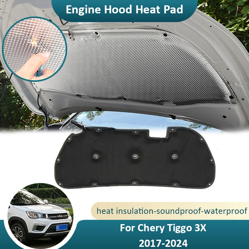 

Front Hood Engine For Chery Tiggo 3X 2017 2018 2019 2020 2021 2022 2023 2024 Flame Retardant Sound Insulation Mat Car Accessorie