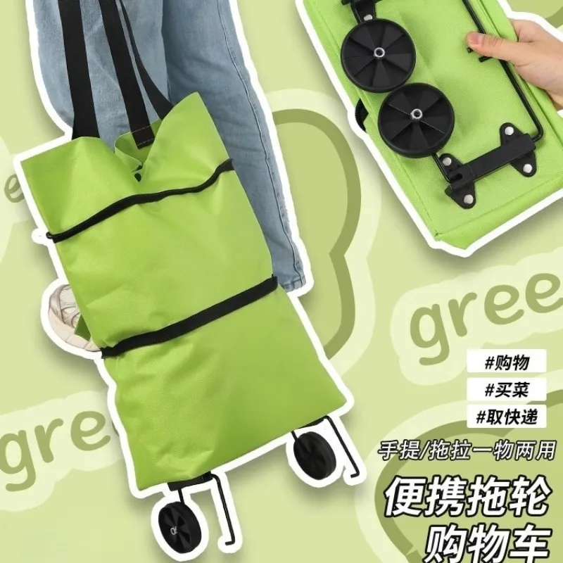 Portable shopping cart Folding shopping cart Lightweight with wheels Home pickup Express trolley Small trailer
