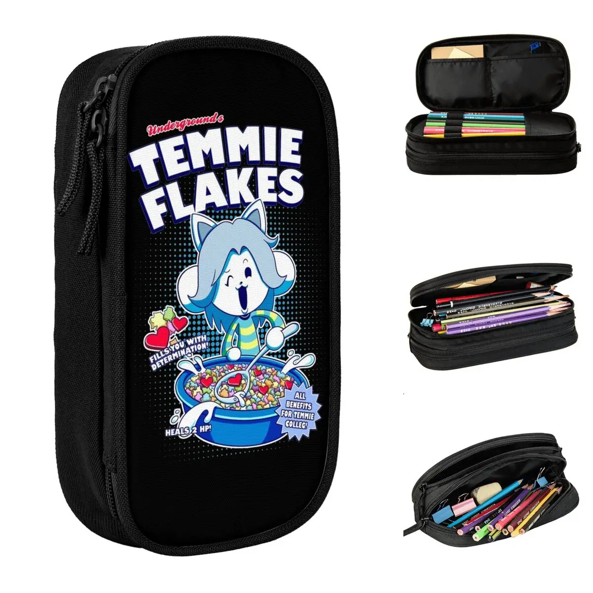 Temmie Flakes Undertale Pencil Cases Game Pencilcases Pen Box for Girls Boys Big Capacity Bags Students School Gift Stationery