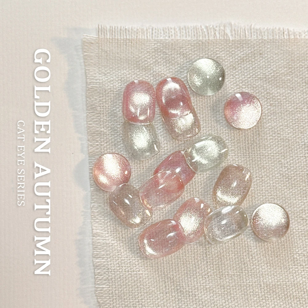 8ML Pink/Cyan/Yellow Water Light Magnetic Nail Polish Transparent Glass Beads Cat Eyes Gel Nail Polish Soak Off UV Manicure Gel