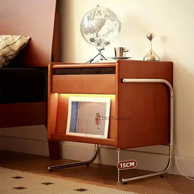 Mesa de Cabeceira Premium com Compartimento Oculto, Minimalista Moderna, Otimizadora de Espaço, Móvel de Luxo para Casa