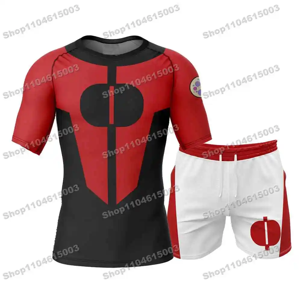 

4th New Summer Pop Anime Rash Guards Surfing Jersey Beach Shirts Swimwear Diving Gym Shorts MMA BJJ Men Jiu Jitsu Fitness Sets