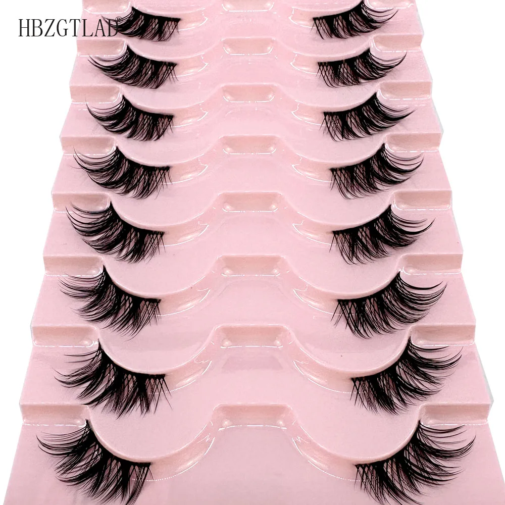 8Pairs Cat Eye Half Lashes Natural Wispy Soft Fluffy Half Mink Lashes Fox Eye Reusable False Eyelashes Eyelash Extension Makeup