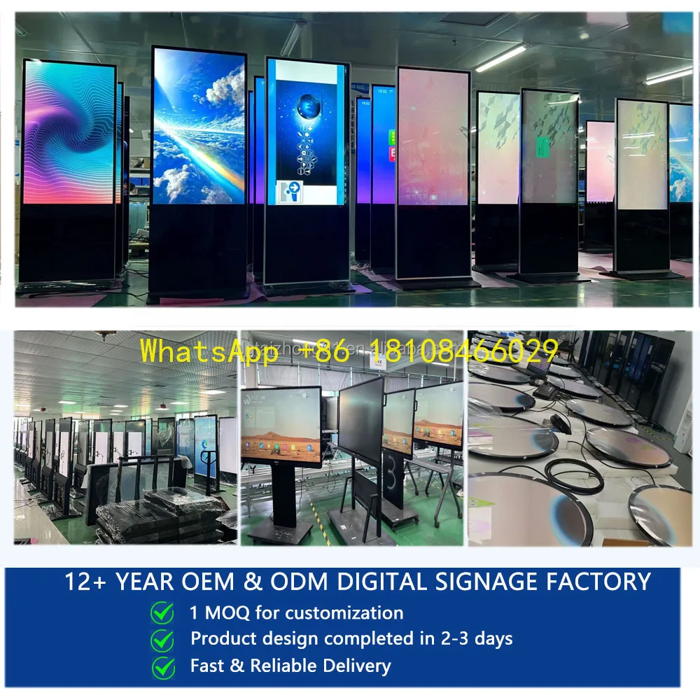 Advertising Player Touch Screen Floor Stand Kiosk  Screen Digital Signage and Display with  Portable on wheels
