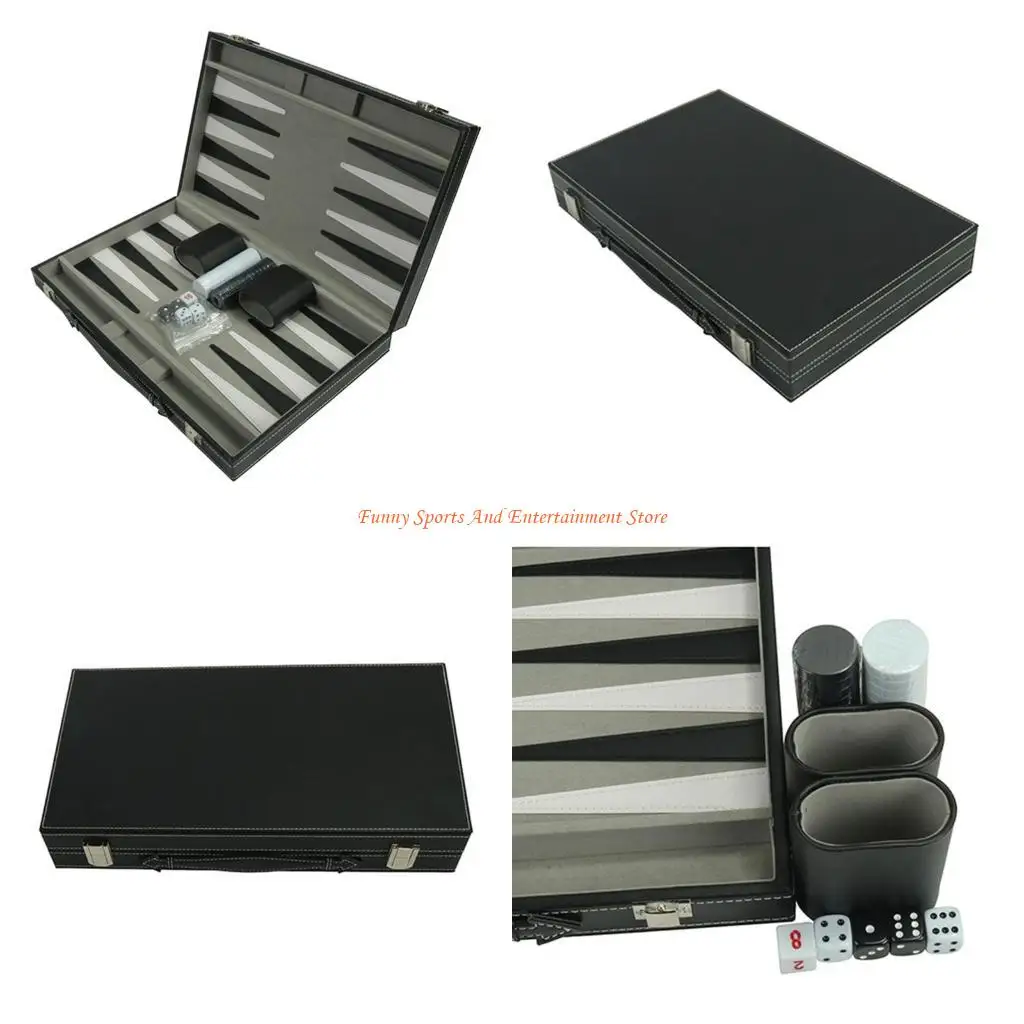

C4DE 2 Player Backgammons Set Leather Backgammons Board Game Set Travel Folding Board Game Leather Case Easy to Use