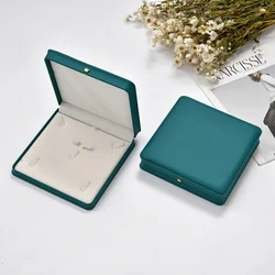 Caja de embalaje de joyería de cuero PU cepillado verde, hebilla de corona, anillo, pulsera, pendientes, collar, caja de embalaje, caja de conjunto de joyería