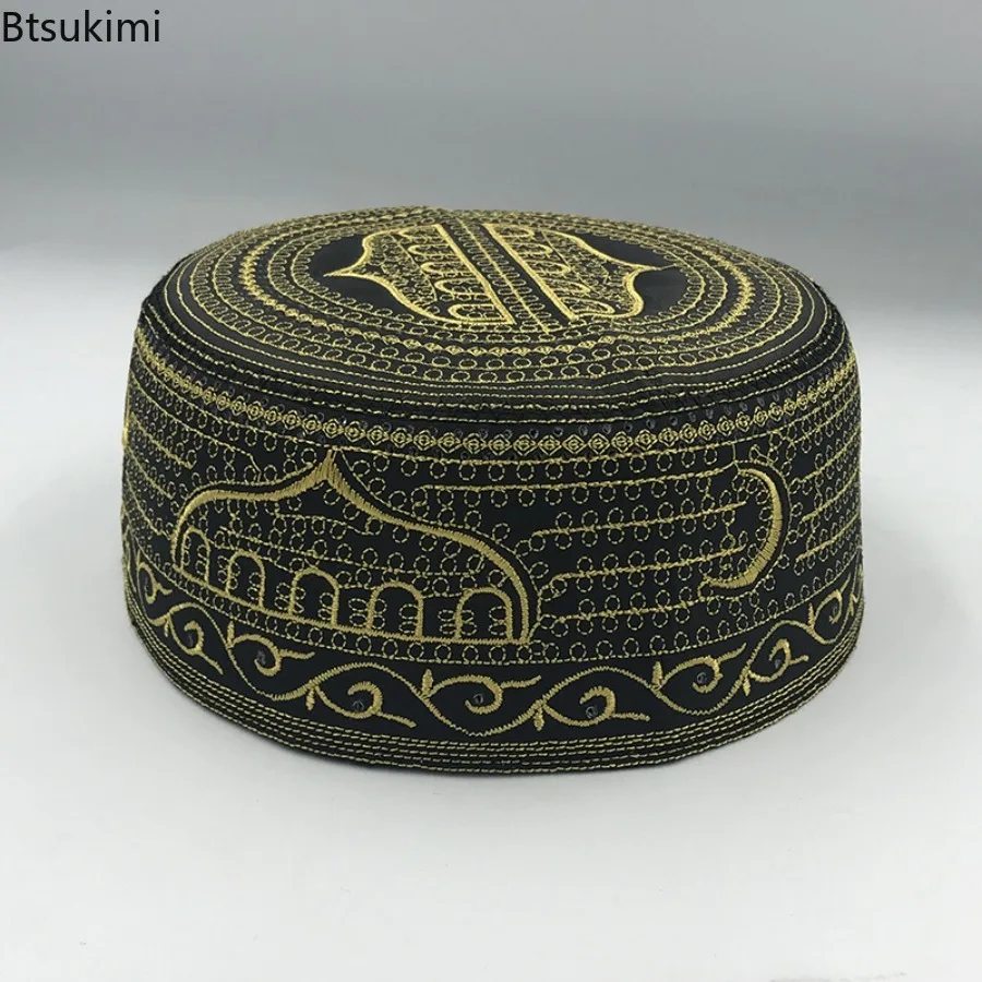 قبعات مطرزة على الطراز العرقي قبعات صلاة للرجال المسلمين العربية السعودية قبعات عمامة قابلة للتنفس حجاب عمامة إسلامية قبعة يهودية عتيقة #1