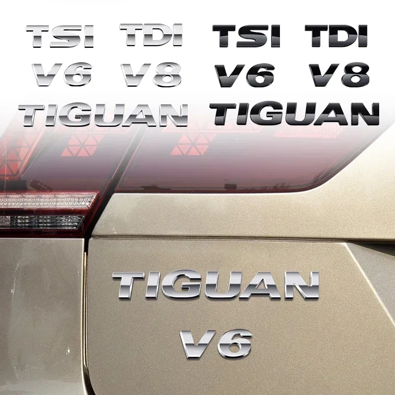 

1 шт. 3D ABS TSI TDI V6 V8 логотип с буквами, эмблема, украшение, наклейки на задний багажник для Volkswagen TIGUAN, Стайлинг автомобиля, автоаксессуары