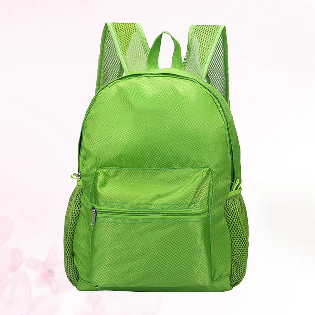 

Collapsible Hiking Backpack Diamond Grid Pattern Outdoor Bag Mesh Pocket Solid Color Lightweight Foldable Travel Pack for Men