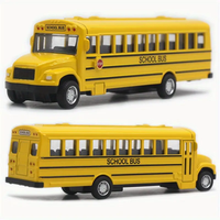 Alloy School Bus Model 14CM Small Size Diecast Vehicle Power Driving Kids Gift Pocket Toy Play Indoor No Battery