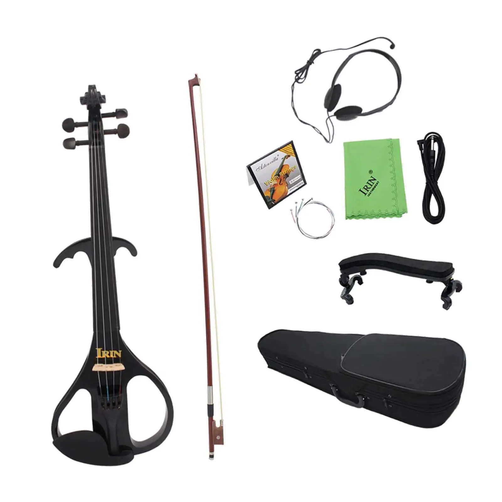 Electric Violin Set Silent Electric Violin Silent Fiddle Electroacoustic Violin with Carrying Case 4/4 Full Size for Adults