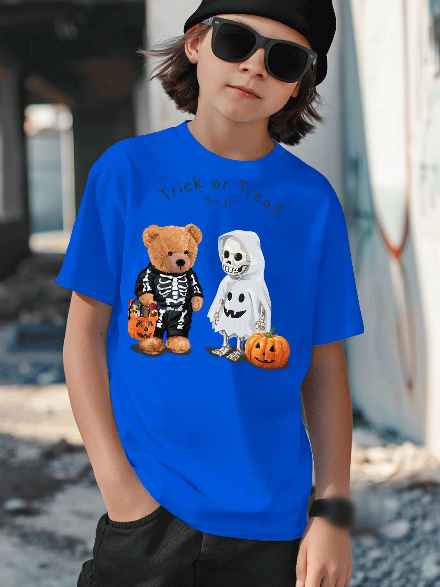 Super Cute Halloween Themed Printed Children's T-shirt Fashionable and Creative Summer Round Neck Casual Parent-child Top