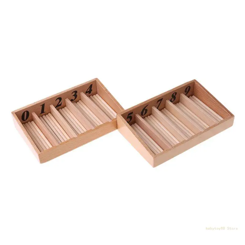 Y4UD Monessori Wooden Spindle Box 45 Spindles Mahemaics Couning Educaional oy