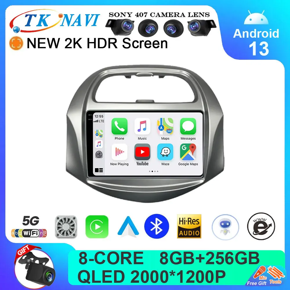 

9 Inch Android 13 Car Radio For Chevrolet SPARK BEAT 2018 - 2019 Video WIFI 2K DSP Navigation GPS ADAS Multimedia AHD BT No 2din