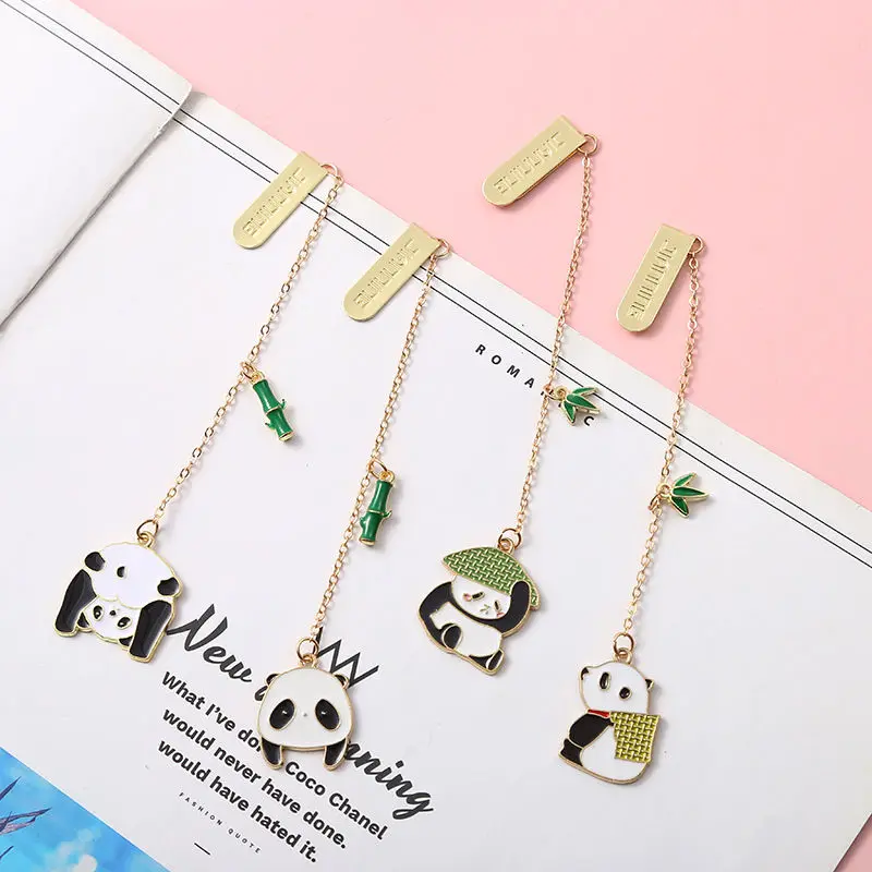 

Cute Bookmark Pendant, Small Pendant, Metal Page Clip, Cartoon, Bamboo, Student Cultural and Creative Gift Korean Stationery