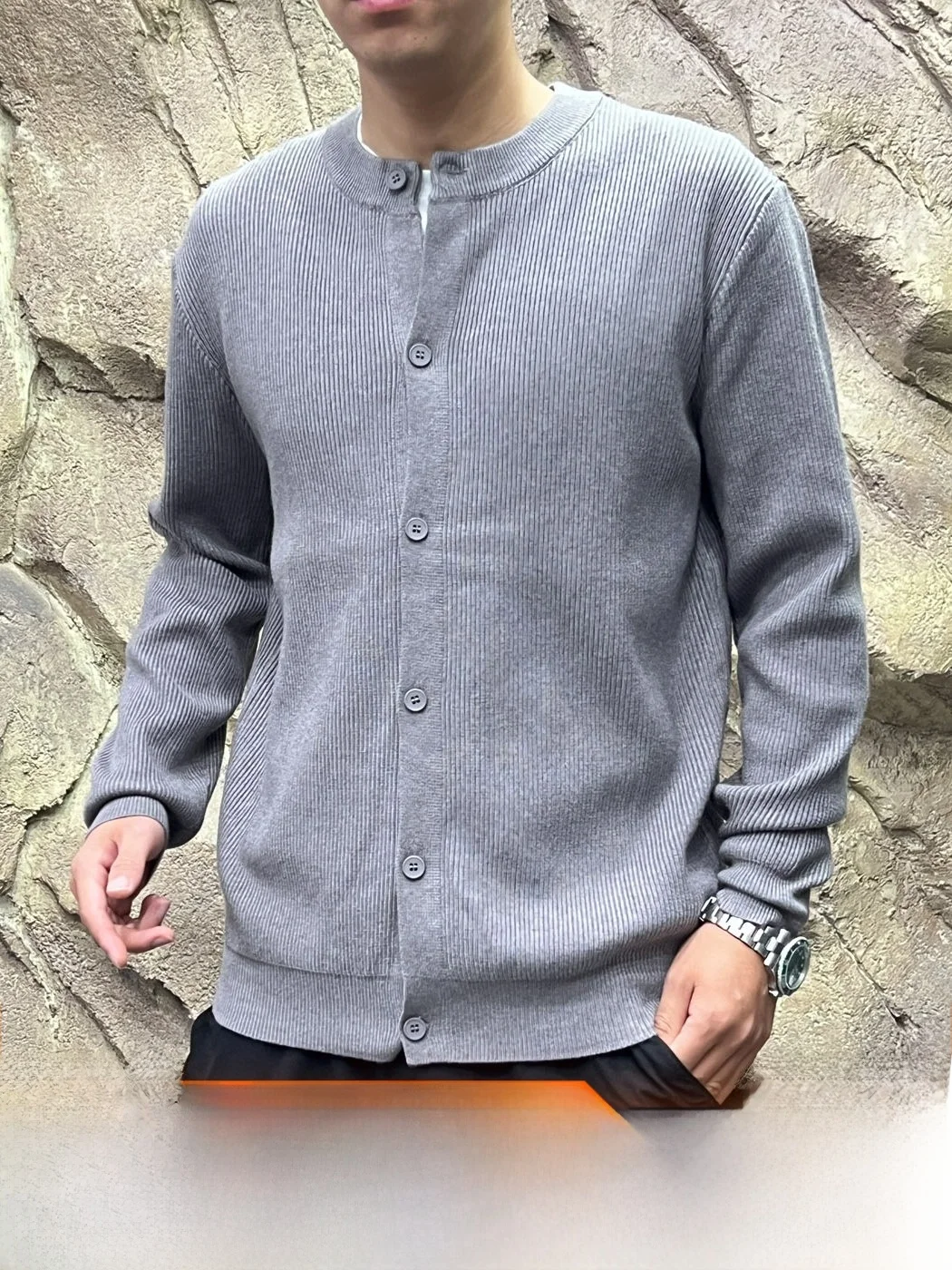 Italian Lazy Style Men's Knitted Cardigan Breathable Skin-friendly round Neck Fashionable Autumn Winter All-match Outerwear