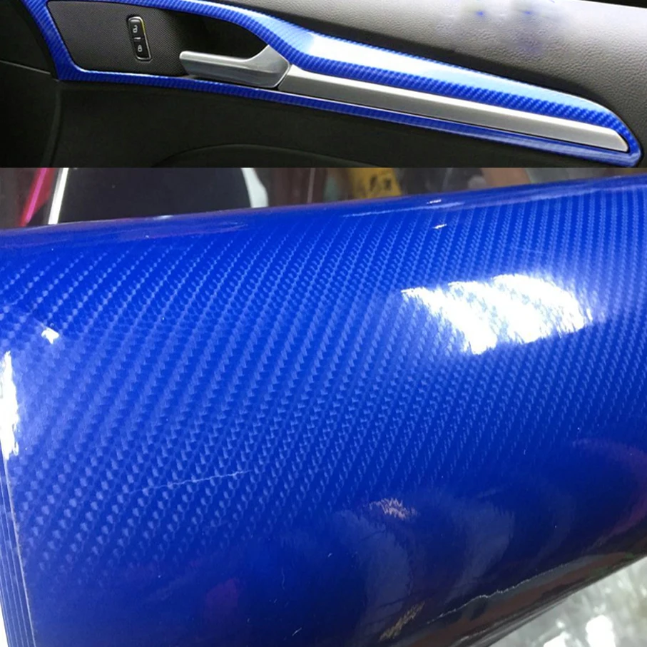 Top quality Ultra Blue Gloss 5D Carbon Fiber Vinyl Wrap 4D Texture Super Glossy 5D Carbon Wraps With for 10/20/30/40/50/58X152CM