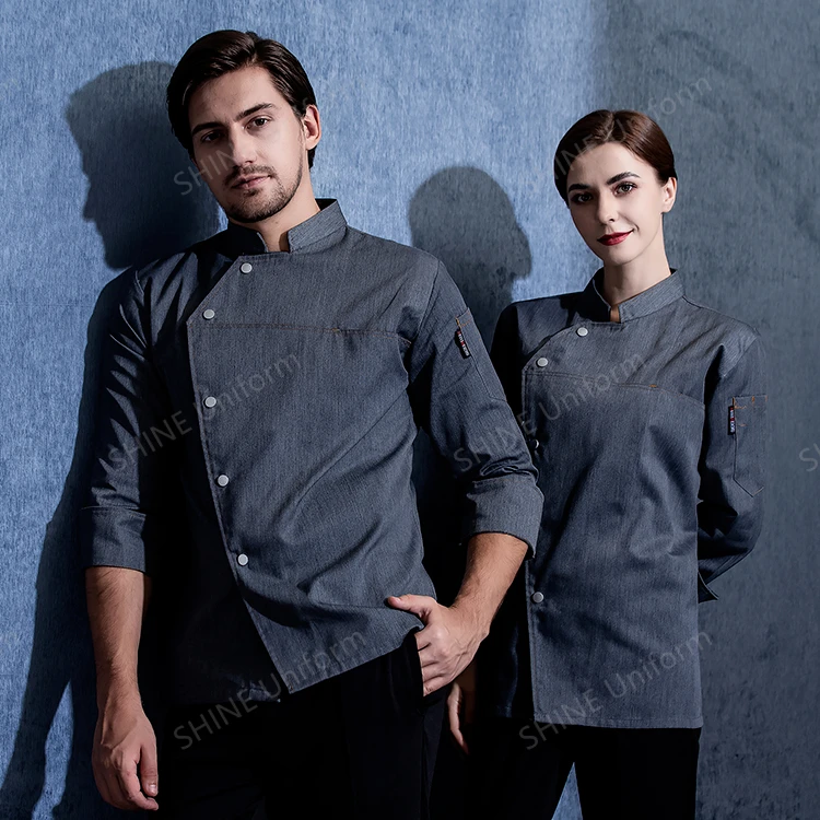 Giacca da cuoco nera da ristorante uniforme da cuoco Catering Cucina Abbigliamento da lavoro Caffetteria Uniforme da cameriere Casual Top coat abiti da lavoro da uomo