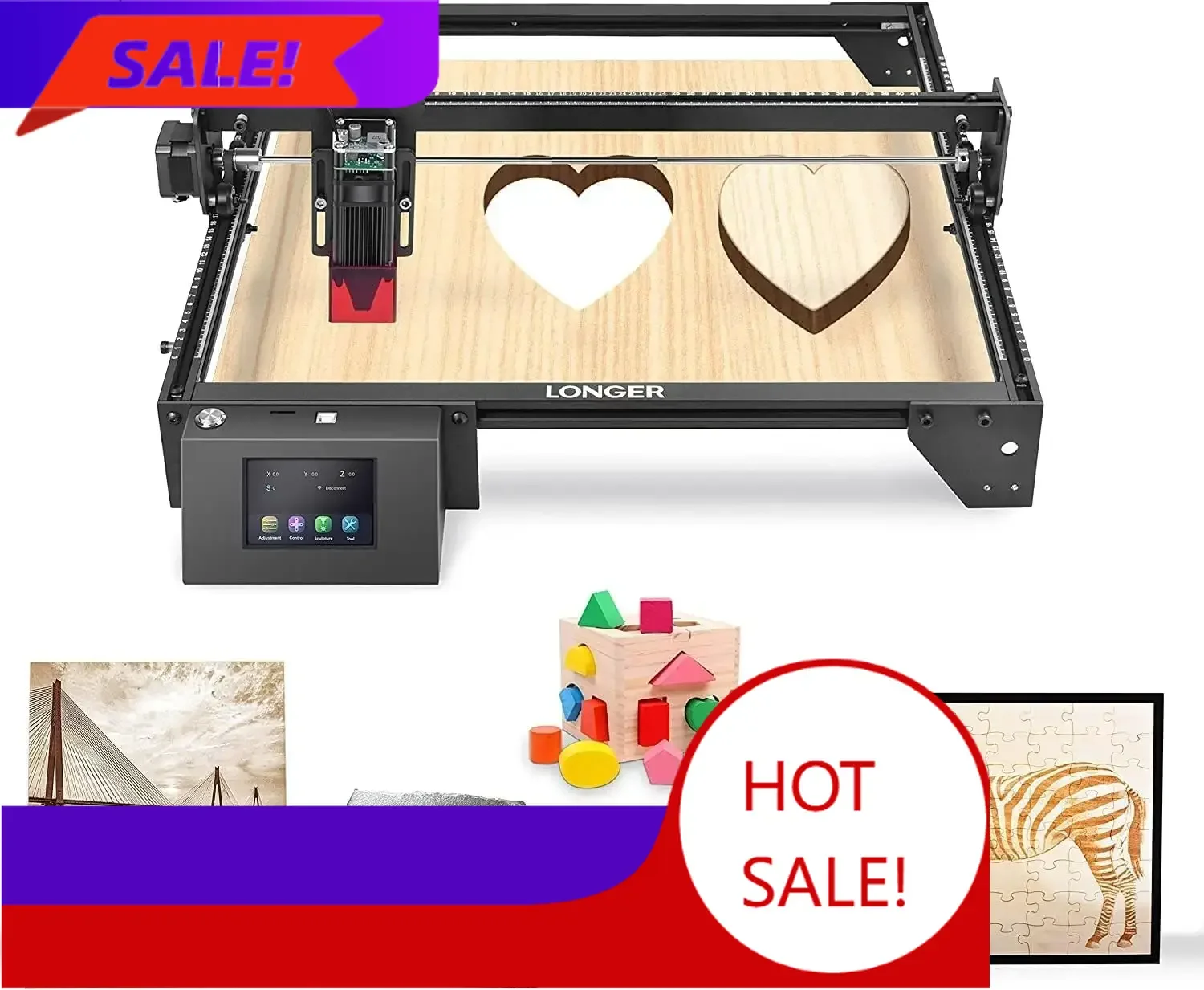 

BestsellerBestsellerLonger Ray5 Laser Engraver, 10W Laser Cutter, 0.06 * 0.06 mm Precision Laser Engraver for Acrylic, Wood, and