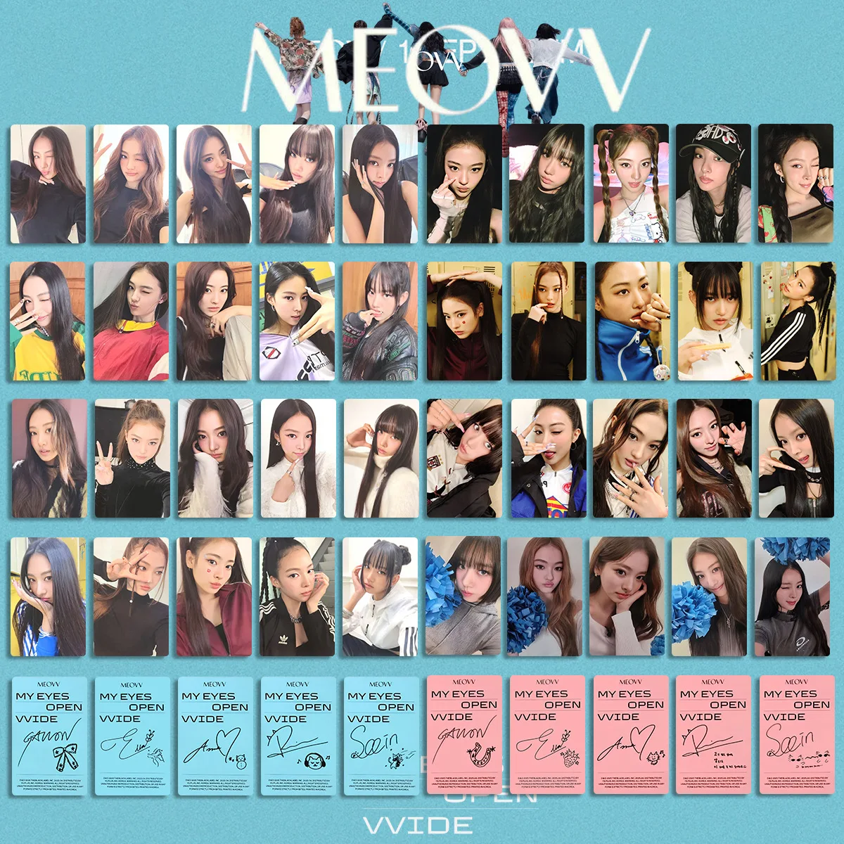 

KPOP MEOVV Photocards MY EYES OPEN Album Lomo Cards KTOWN4U YG SELECT Store Benefit Card Anna Narin Gawon Sooin Fans Gifts