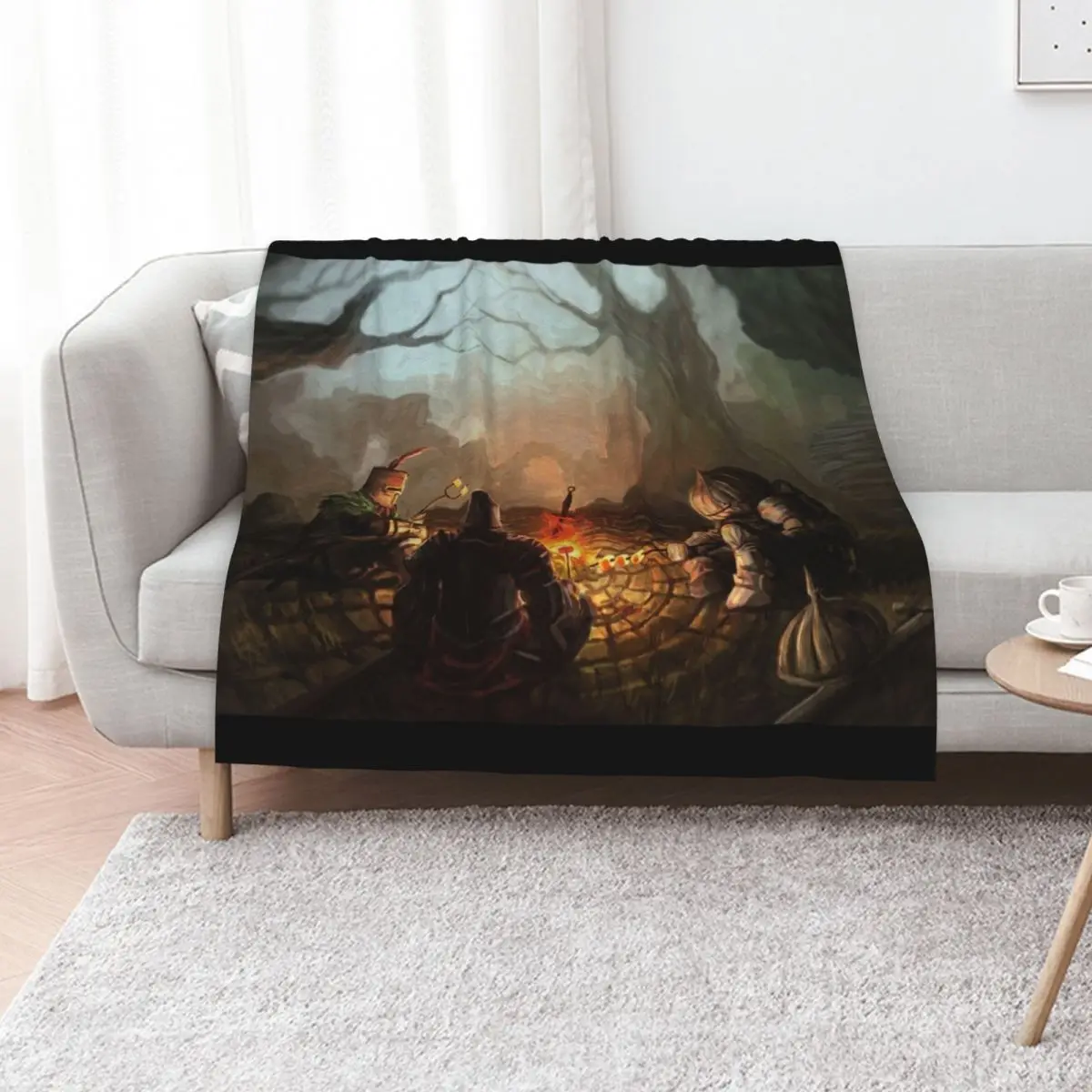 Bloodborne Around The Campfire Throw Blanket Loose wednesday Shaggy Decorative Sofas Luxury Designer Bed Fashionable Blankets