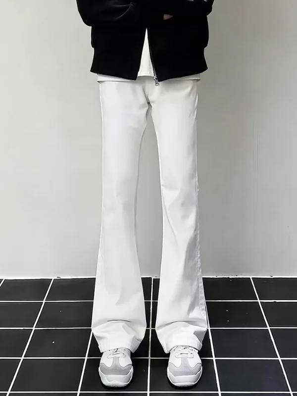 

White High Waist Lift Tapered Jeans Men's Sle Slim Spring Autumn Cleanfit Pants American High Street Knife Flared Pants