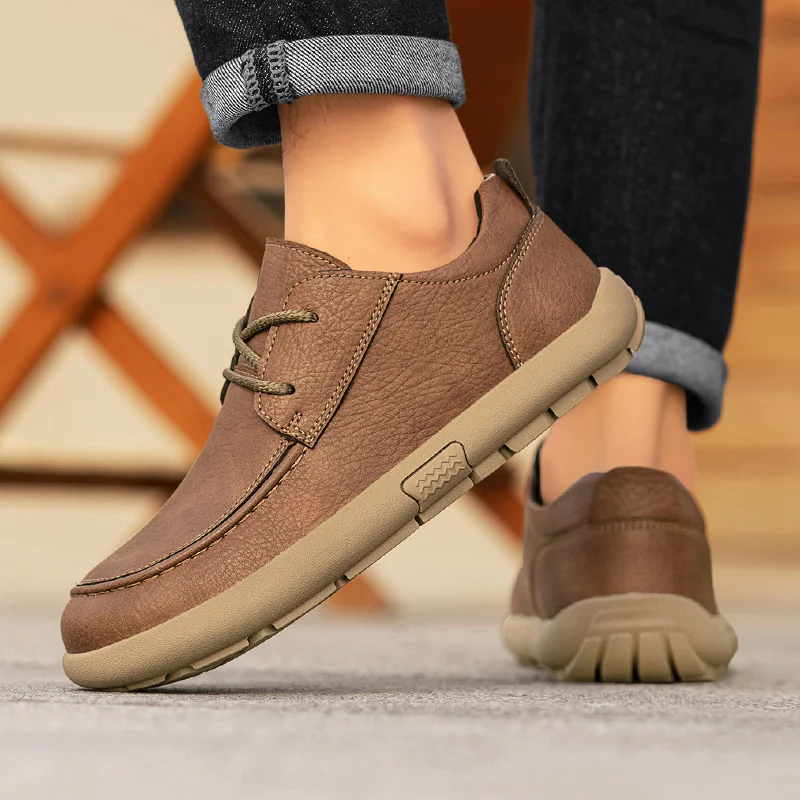 

2026 New Lace Up Leather Shoes Flat Casual Footwear Men Brand Oxford Shoes Men Loafers Soft Comfortable Mens Business Shoes