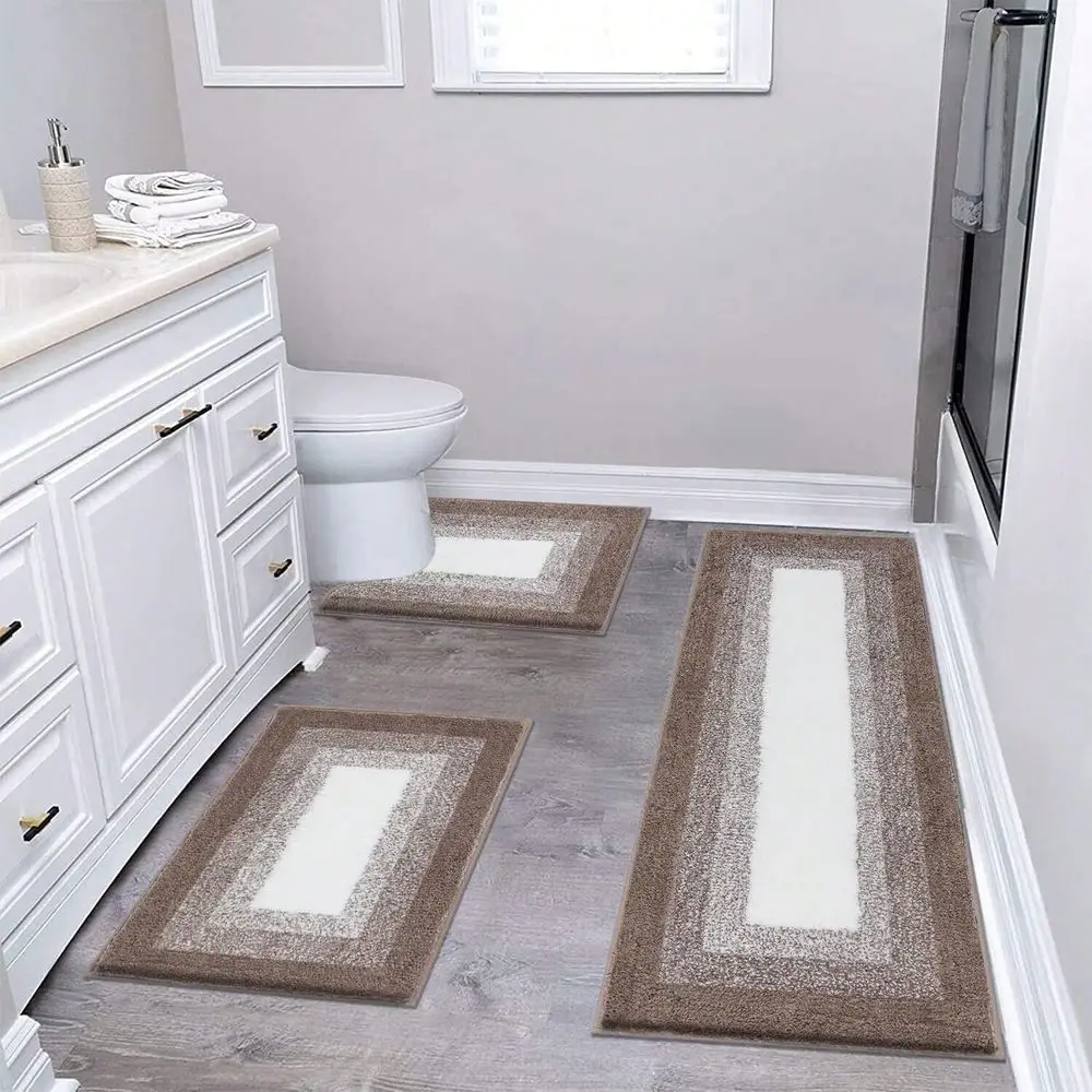 

Набор из 3-х ультрамягких ковриков для ванной из микрофибры, нескользящие, впитывающие, с U-образным ковриком для унитаза