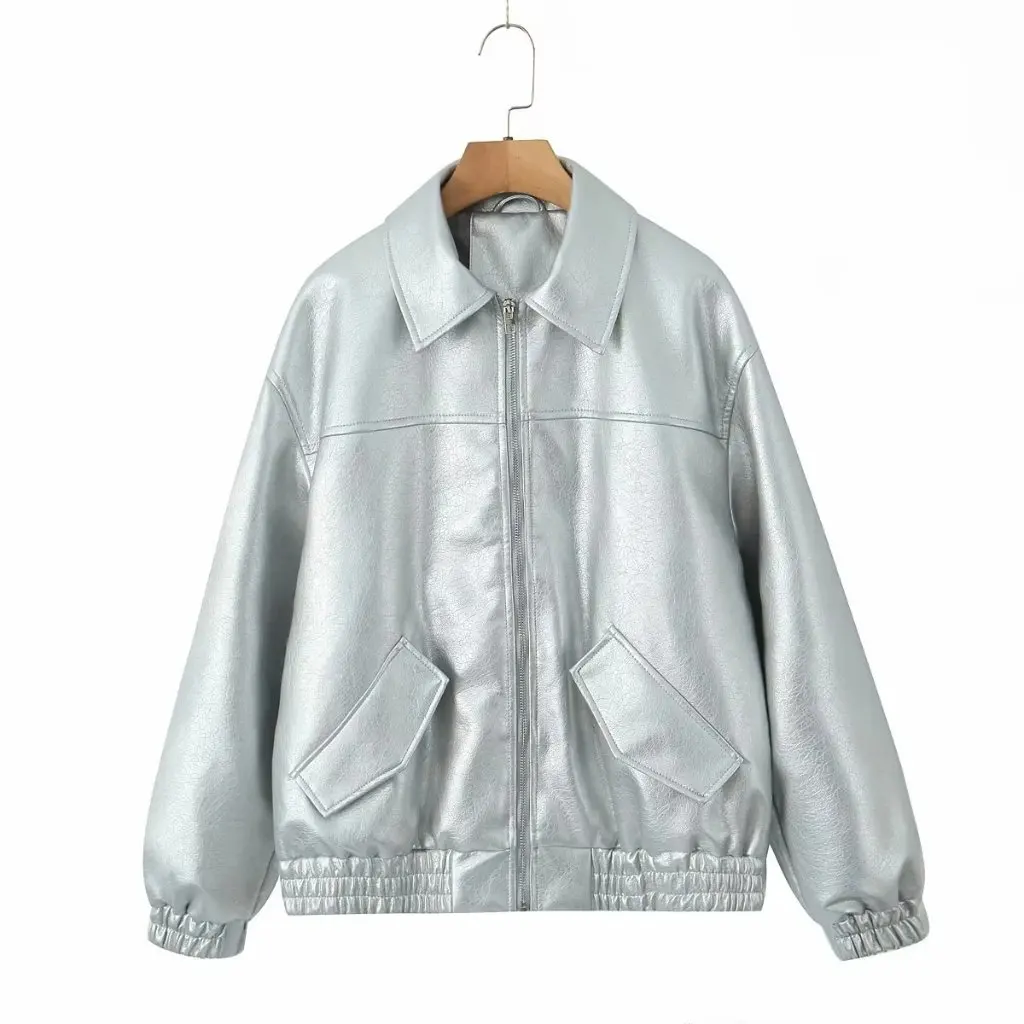 

Women's Oversize Leather Jacket Autumn Retro American Style High-End Street-Fried Hong Kong Style PU Leather Handsome Outerwear