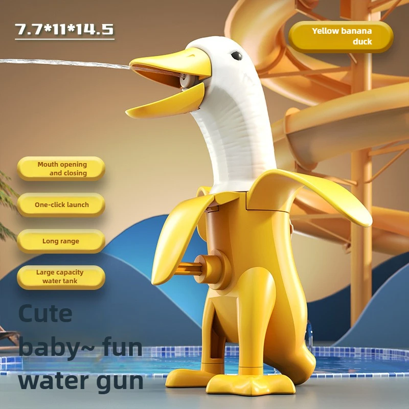 Pistolet na wodę w kształcie bananowej kaczki - Zabawka o dużym zasięgu i pojemności, pistolet na wodę dla dzieci do basenu i na plażę, akcesorium do łazienki