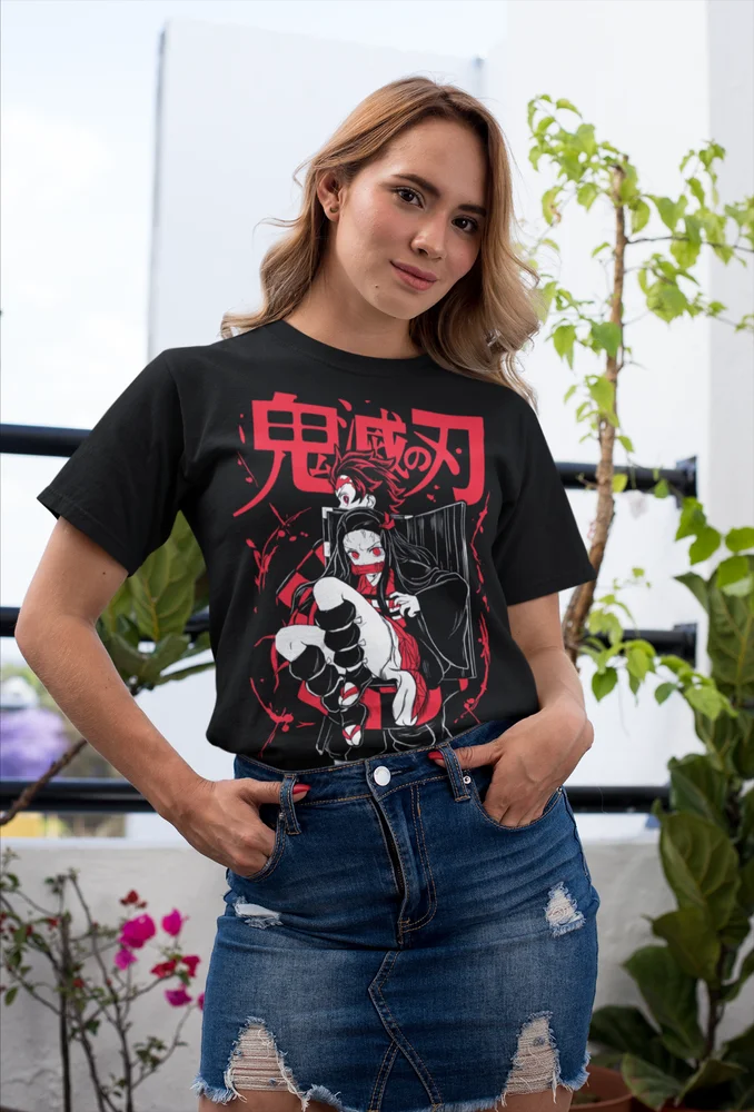 Tanjiro Nezuko T-Shirt Demon Slayer Kimetsu No Yaiba Manga Horror Shirt All Size