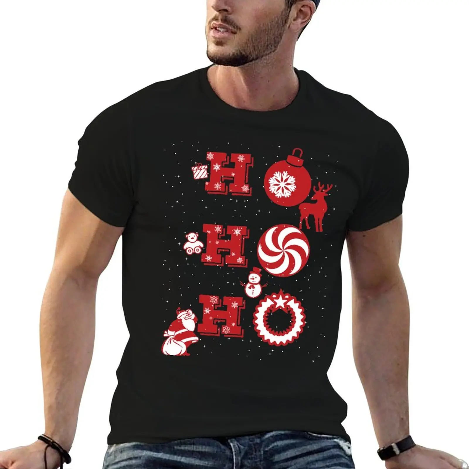 

Ho Ho Ho Joyful Christmas Santa Laugh T-Shirt man t shirt designer cotton t shirts high quality T-Shirt